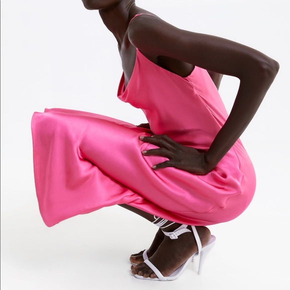 Zara pink satin slip dress - Picture 6 of 13